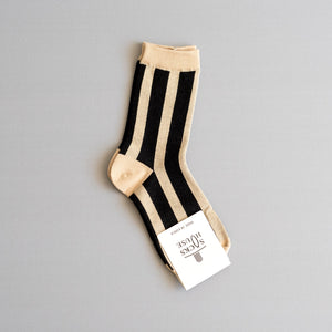 Women Glittered Black Stripe Socks